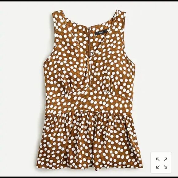 J. Crew Tops - NWOT J Crew V-Neck Peplum Top in jacquard dot - 4 Pecan Ivory